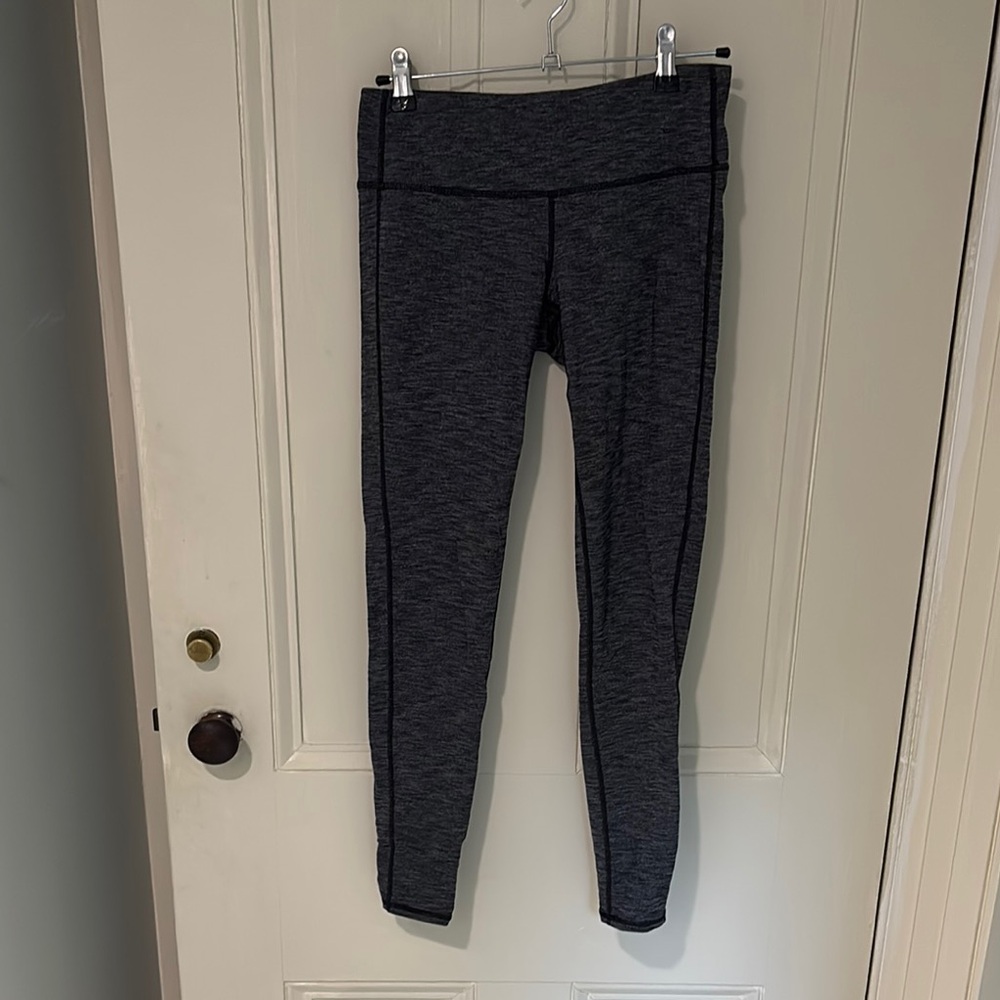 Athleta Gray Leggings with Wide Waistband and Tapered Design